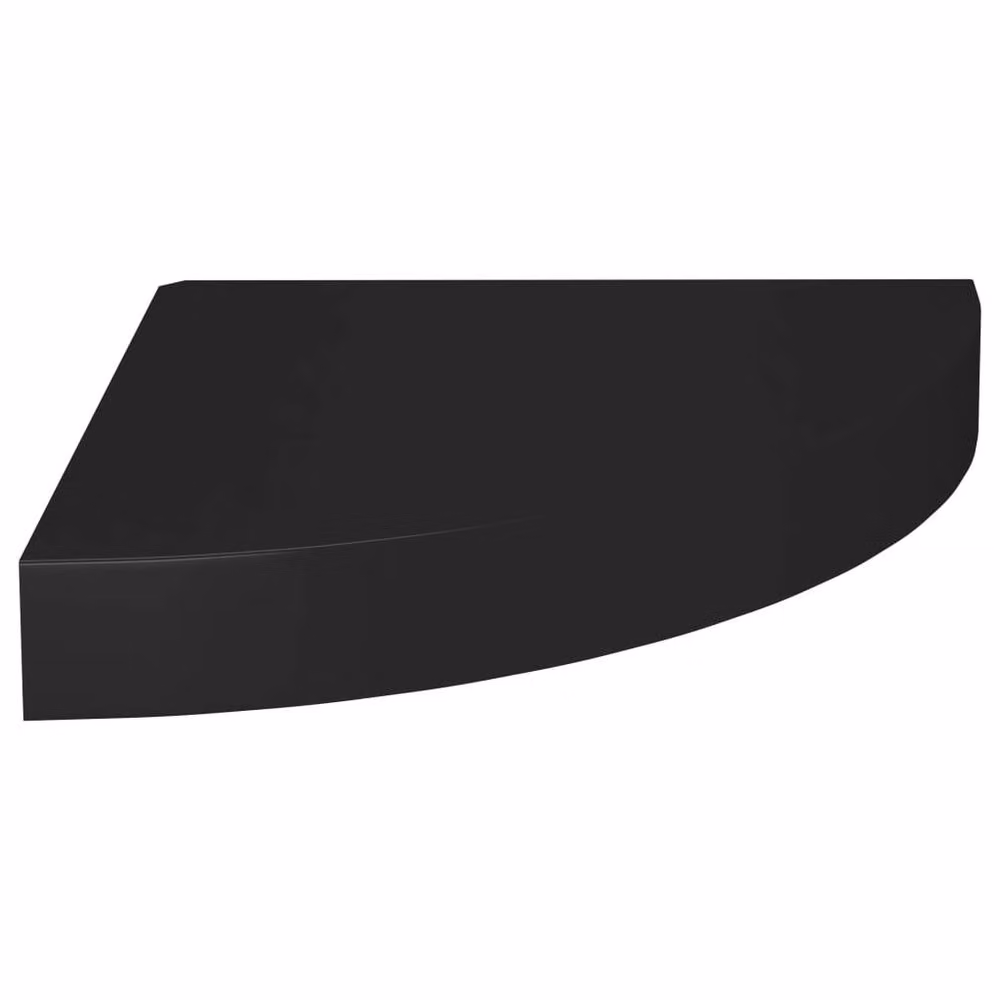 Berkfield Home Durable Floating Corner Shelf in Black MDF, W/D/H: 25 x 25 x 3.8 cm – 3