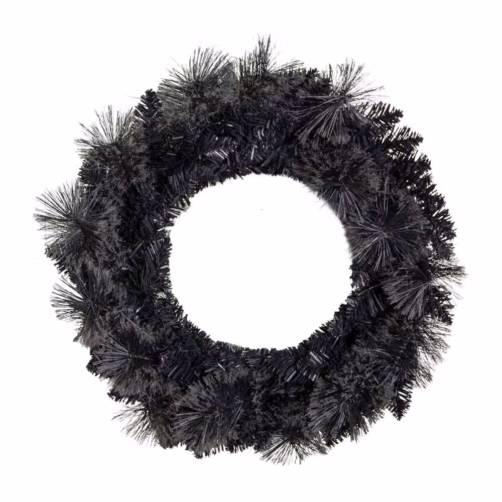 Samuel Alexander Plain Black Tipped Hanging Artificial Wreath for Christmas and Halloween, Diameter: 50 cm – 6