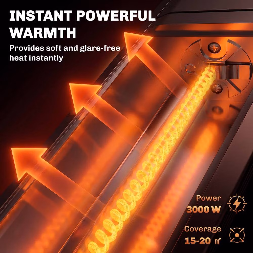 Outsunny 3000 W Electric Infrared Wall Mounted Patio Heater in Black – 4