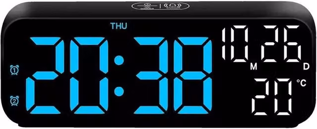 NESTLUNE LED Digital Alarm Clock in Black, W: 100 cm, H: 15 cm, D: 15 cm – 1
