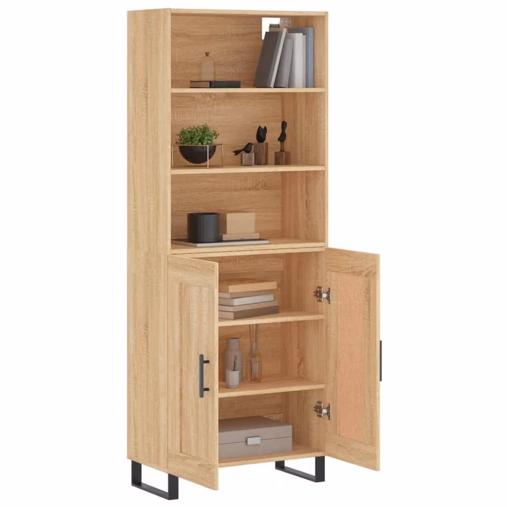 Berkfield Home Sonoma Oak Highboard in Light Oak, W/D/H: 69.5 x 34 x 180 cm – 2