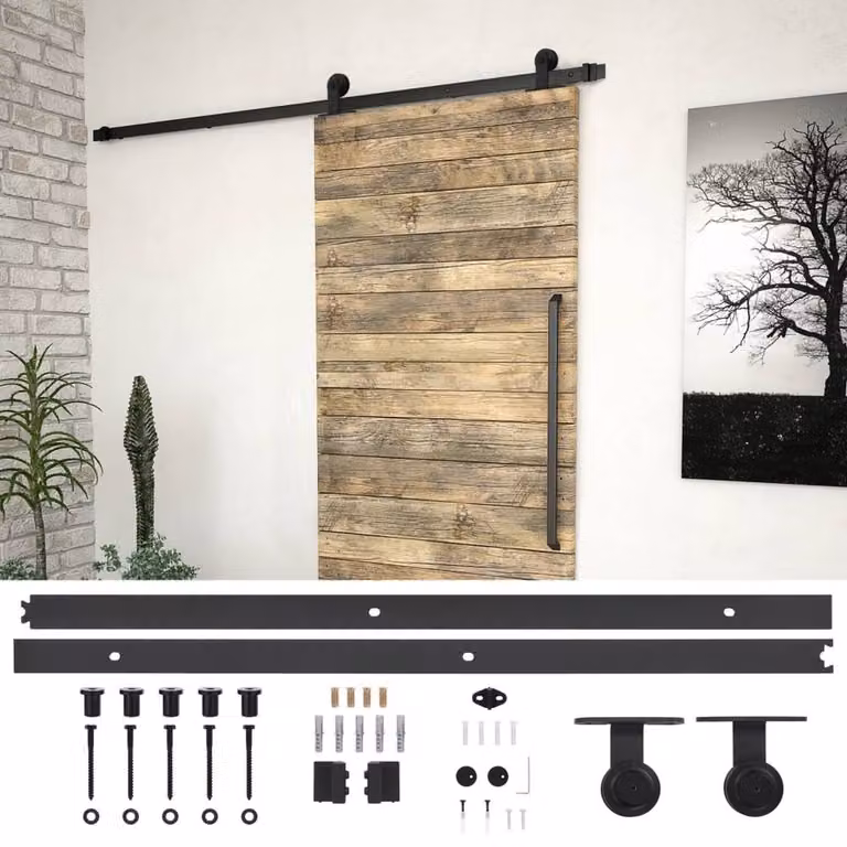 Berkfield Home SKIEN Sliding Door Hardware Kit in Black Steel
