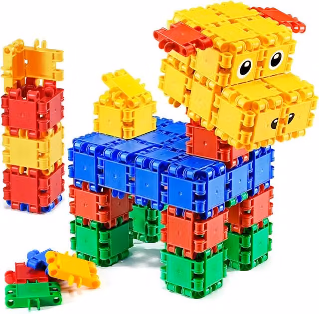 CLICS 8 in 1 Clic and Play Bucket with 160 Pieces in Green, Yellow and Multicolour