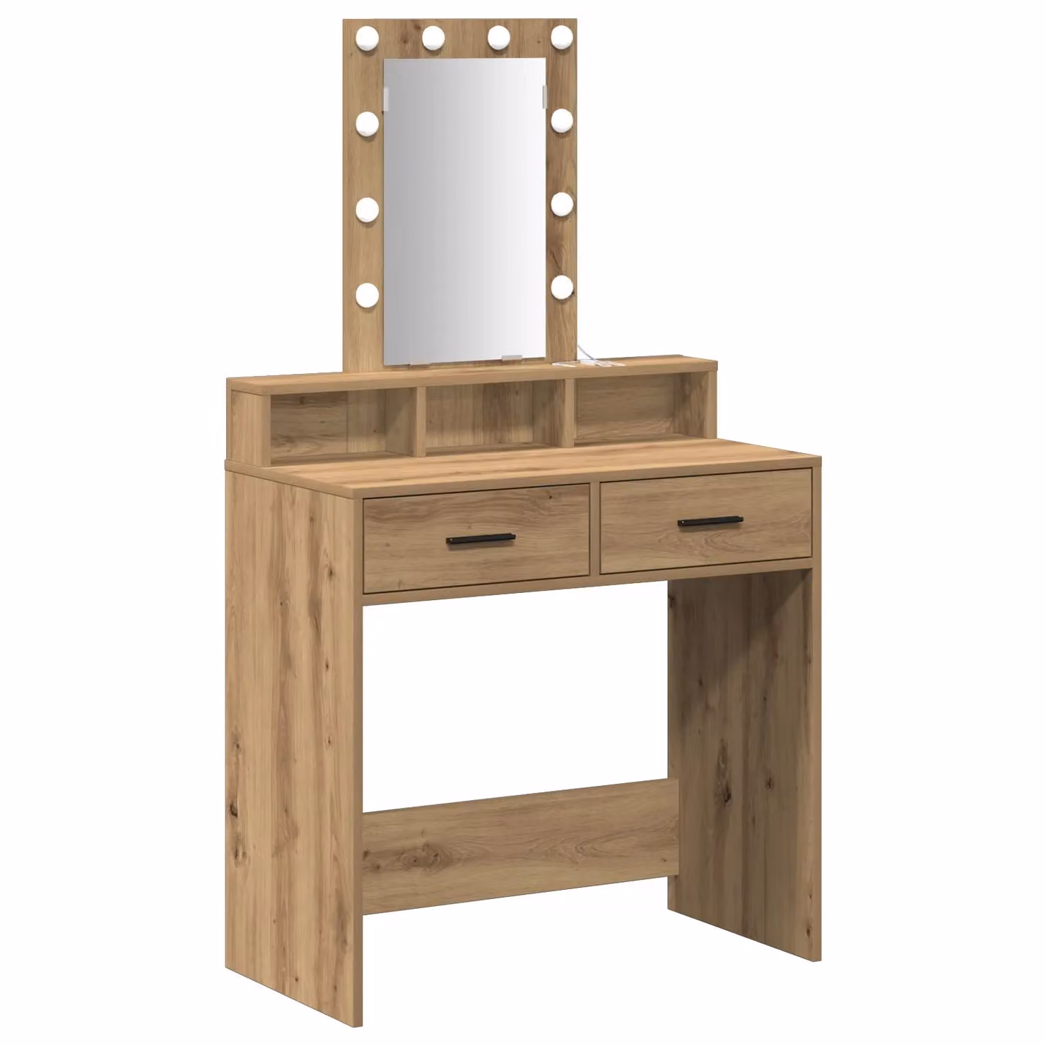 Berkfield Home Artisan Oak Dressing Table with Hollywood LED Lights in Brown, W: 79 cm, D: 41 cm, H: 140 cm – 2