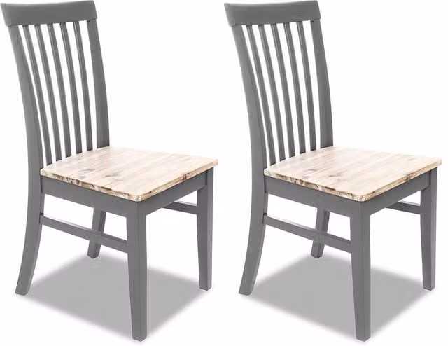 Statement Furniture Florence Highback Dining Chairs with Acacia Wood Seat, Set of 2, Grey, W45 x D53 x H94 cm – 1