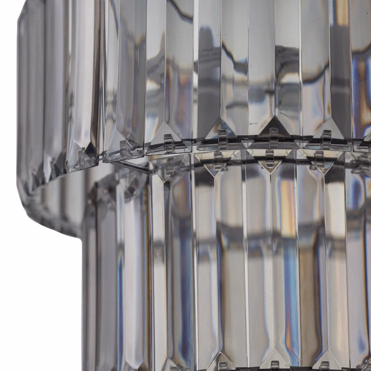 First Choice Lighting Clint Set of 2 Smoked Acrylic Two Tier Easy Fit Pendant Shades in Silver – 3