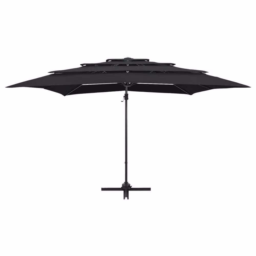 Berkfield Home 4-Tier Parasol with Aluminium Pole, Black, W: 250 cm, D: 250 cm, H: 246 cm – 3