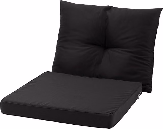 Komore 2-Piece Black Outdoor Sofa Cushion Backrest Set
