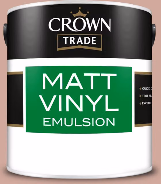 Crown Trade Matt Vinyl Dispersion Paint in Powdered Clay, 2.5l – 1