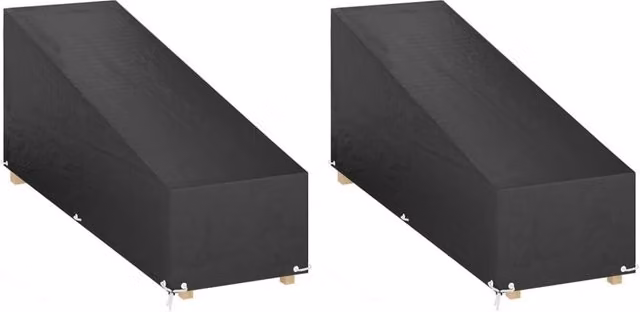 Berkfield Home Water-Repellent Sunlounger Covers, 2 Pack, Black, W: 205 cm, D: 75 cm, H: 40-70 cm – 1