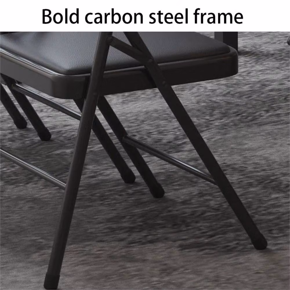 Nordara Black Folding Chair with Synthetic Leather and Metal Frame – 2