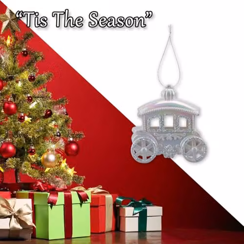 VFM e-Store Christmas Carriage Hanging Decoration in Silver and White – 5