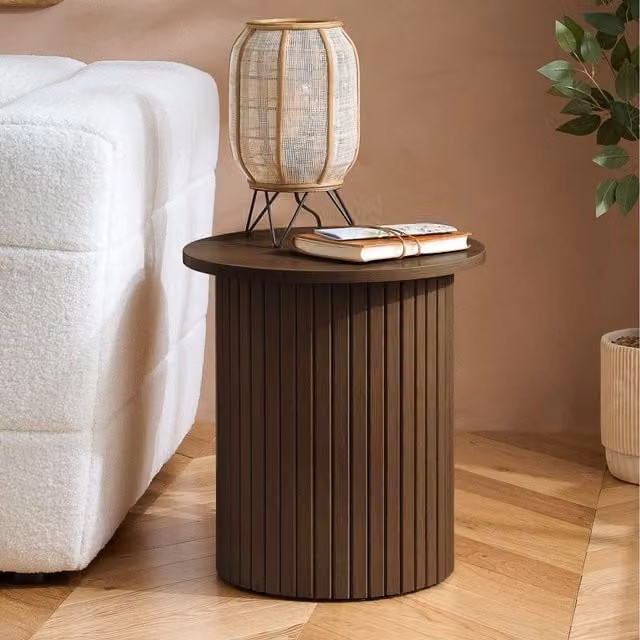Birlea Axel Fluted Side Table in Walnut Brown