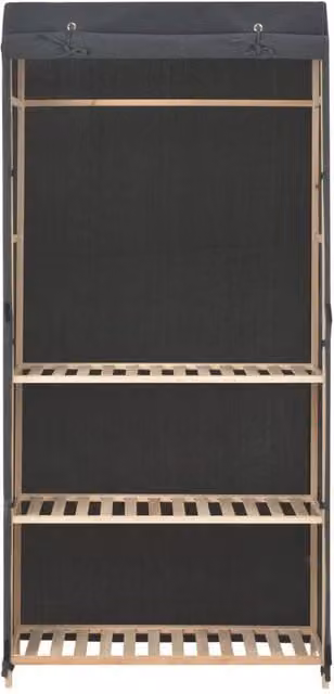 Berkfield Home 3-Tier Grey Fabric Wardrobe with Hanging Rod and Internal Shelves, W/D/H: 79 x 40 x 170 cm