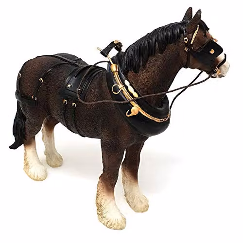 Leonardo Animal Crackers Large Bay Shire Cart Heavy Horse In Harness Figurine, Brown, Length: 23 cm – 8