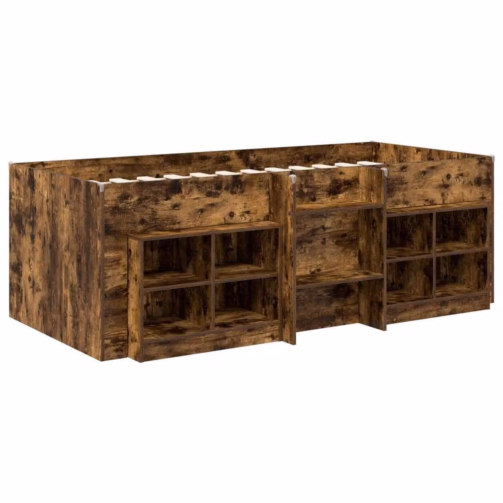 Berkfield Home Loft Bed Frame with Cabinet and Stairs in Smoked Oak Brown Engineered Wood – 2