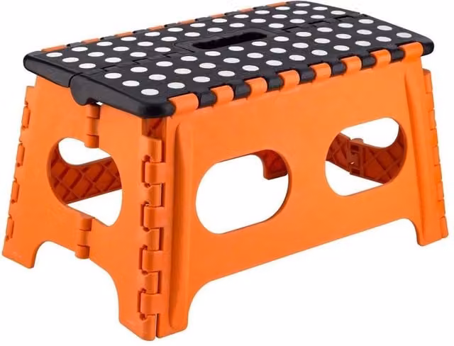 PAWNORA Orange Foldable Plastic Step Ladder with Handle, 150kg Capacity
