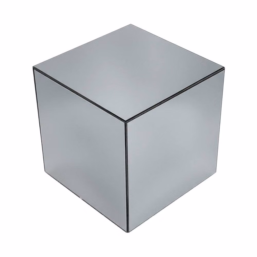 Sweekeek Modern Cubic Glass Mirror Coffee Table, Side Table or Bedside Table, Clear, W/D/H: 40 x 40.8 x 40 cm – 2
