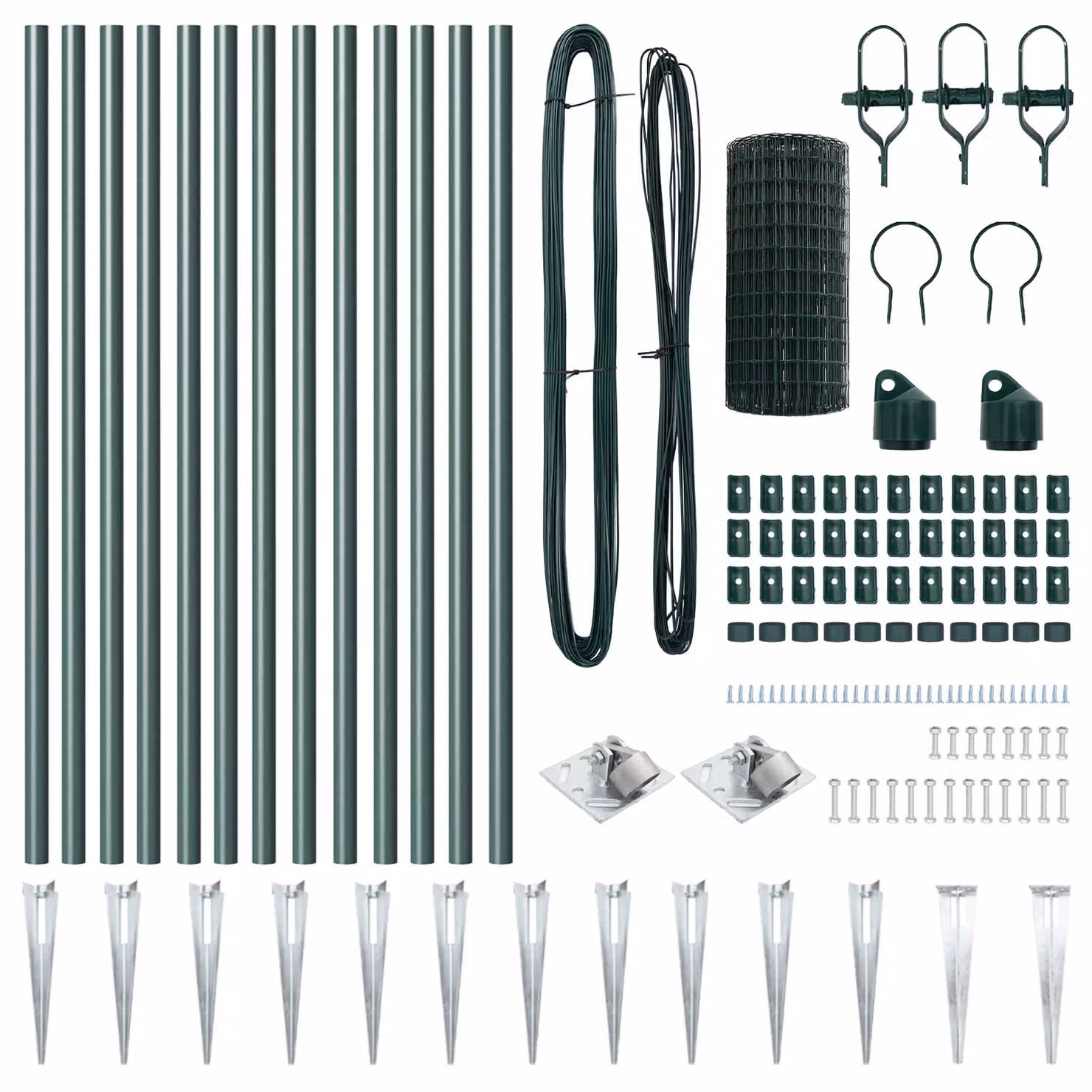 Berkfield Home Euro Fence with 13 Spike Posts, Galvanised Steel, Green and Silver, W: 25 m, H: 0.6 m – 3