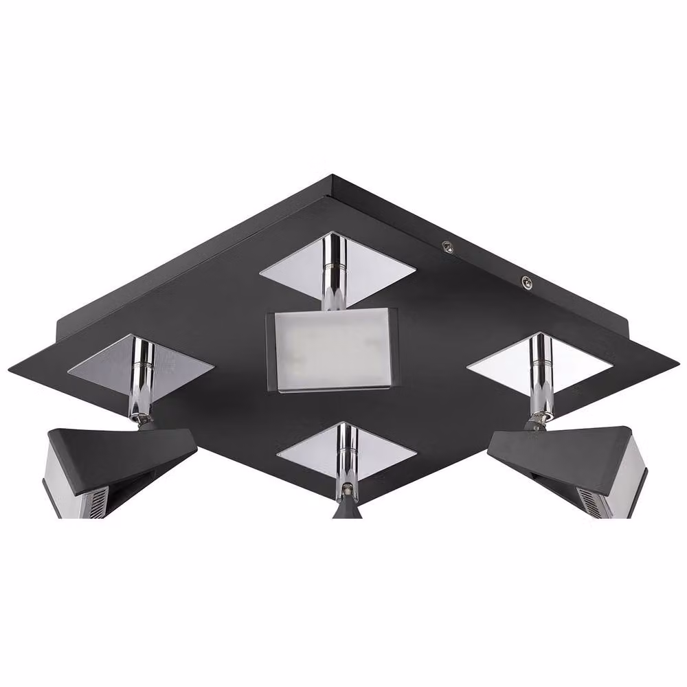 Netlighting Filippo 4 Light LED Square Ceiling Spot Light, 20W, 1750lm, Black and Chrome – 3