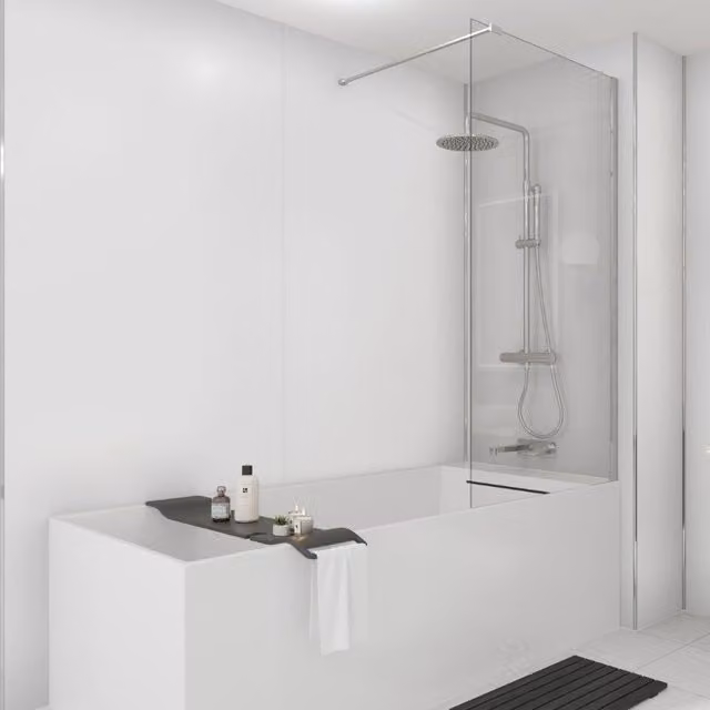 Wetwall White Gloss Laminate Wall Panel Square Edge W/H/D: 90.0 x 242.0 x 1.1 cm