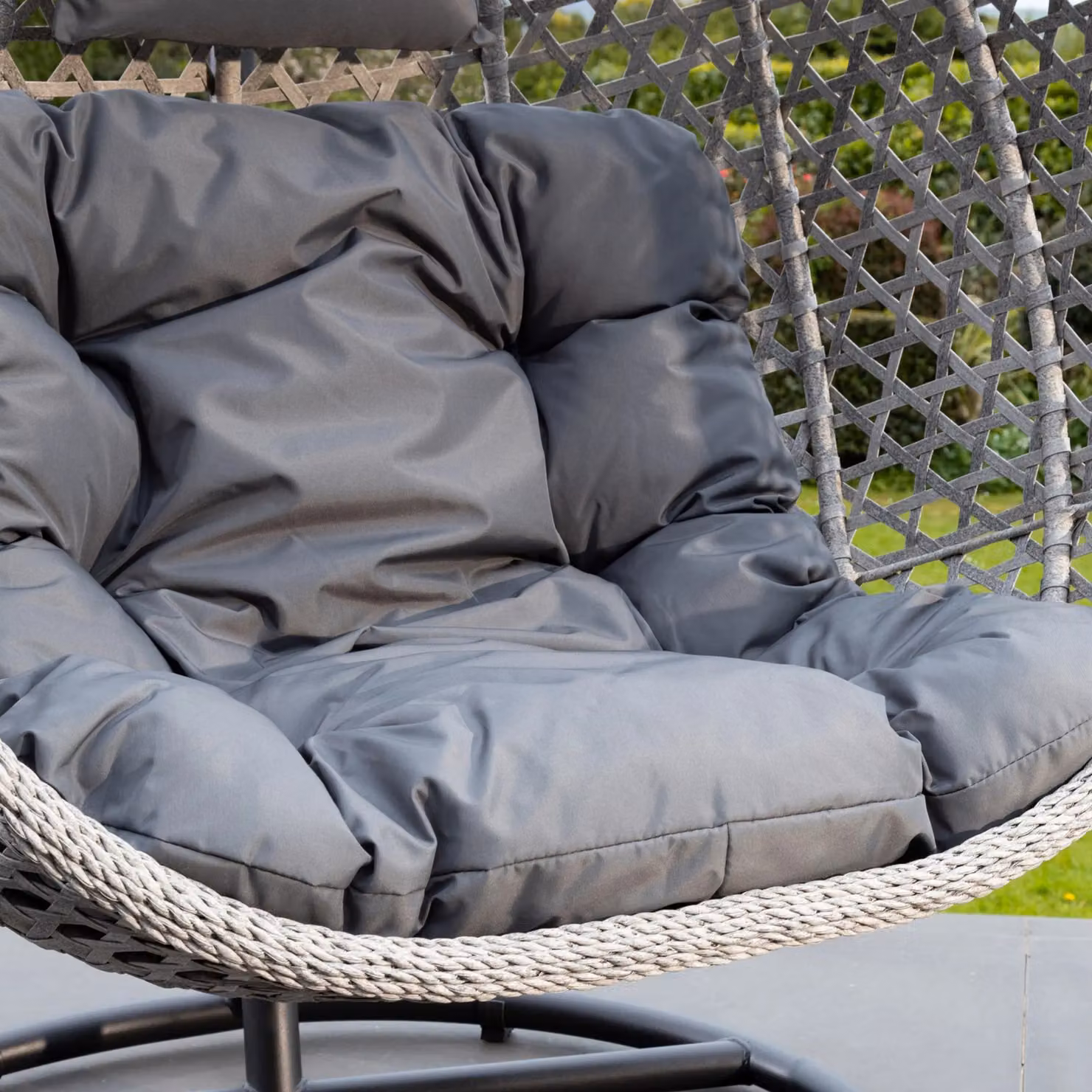 Artemis Home Oakley Double Swing Egg Pod Chair in Grey Polyrattan with Outdoor Fabric Cushions – 2