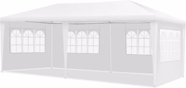 COSTWAY Garden Gazebo Party Canopy Tent in White with Steel Frame