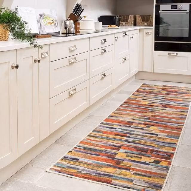 Kukoon Modern Abstract Machine Washable Runner Rug for Hallways and Kitchens, Multicolour, W: 60 cm, L: 240 cm