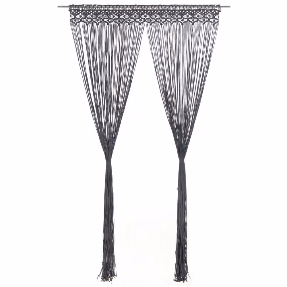 Berkfield Home Macrame Curtain in Anthracite Grey, W/H: 140 x 240 cm – 2