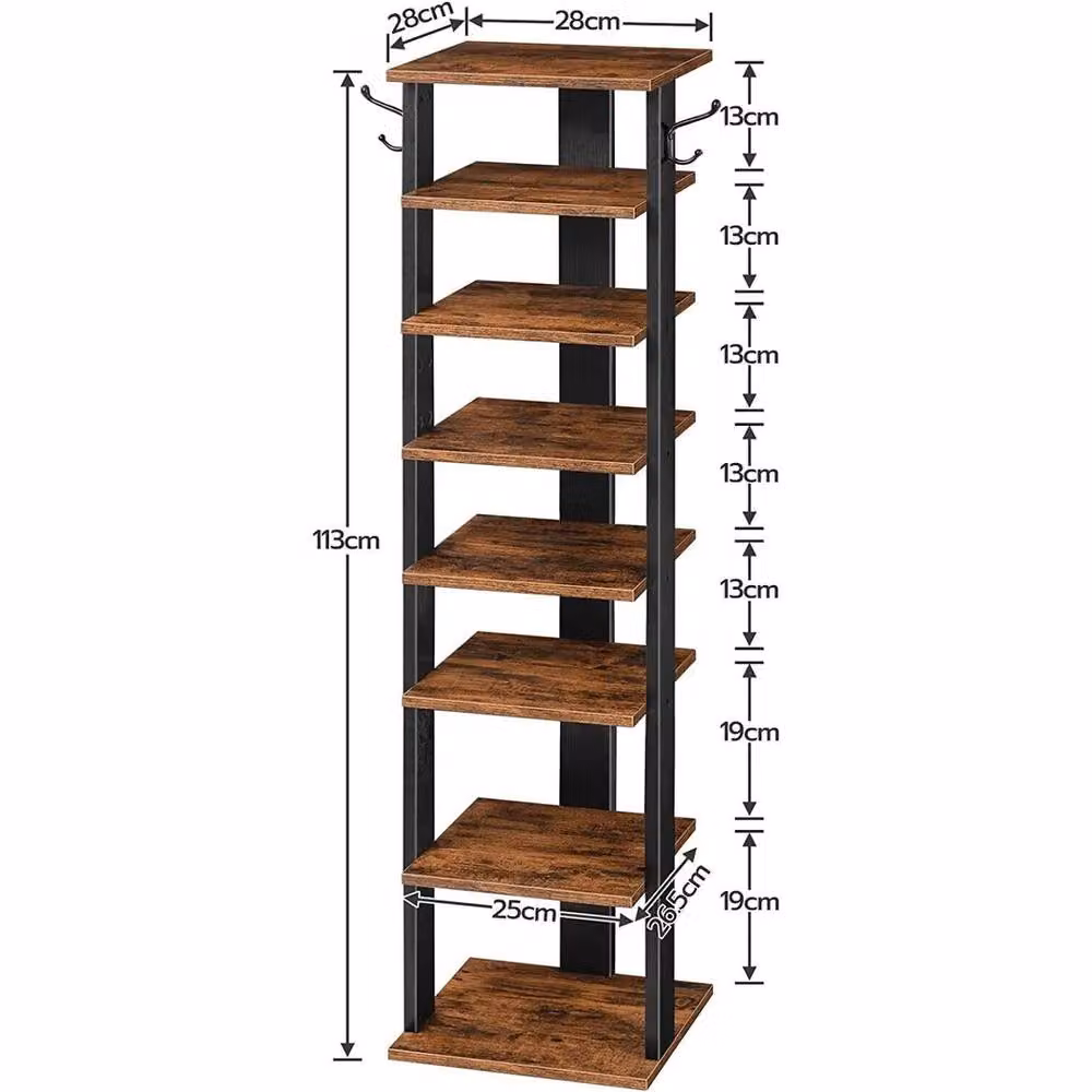 NESTLUNE 8 Tier Vertical Shoe Storage Tower Organizer Shelf, Black, H 100 cm x W 15 cm x D 15 cm – 2