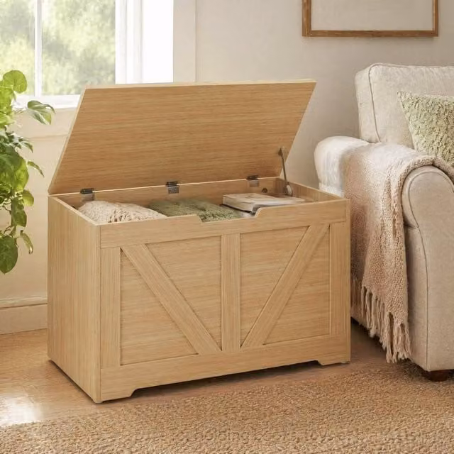 STILVORA 100L Storage Chest with Safety Hinges in Beige