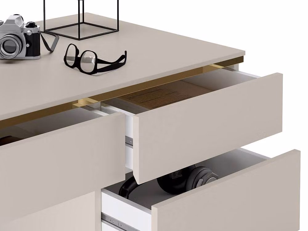 VUKIA Vente-unique Modern Writing Desk with 5 Drawers in Beige and Gold – 3