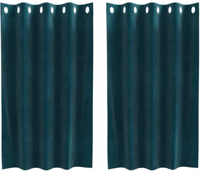 Berkfield Home Dark Green Velvet Blackout Eyelet Curtains, 2 Pack