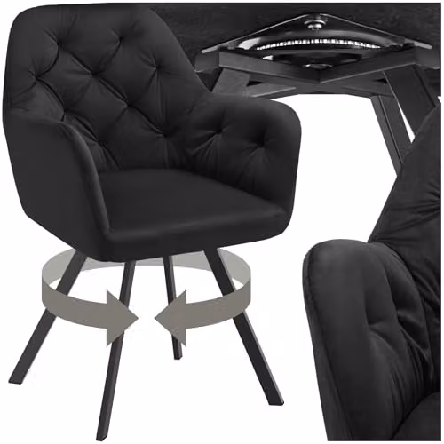 tectake Lucia Armchair in Black – 1