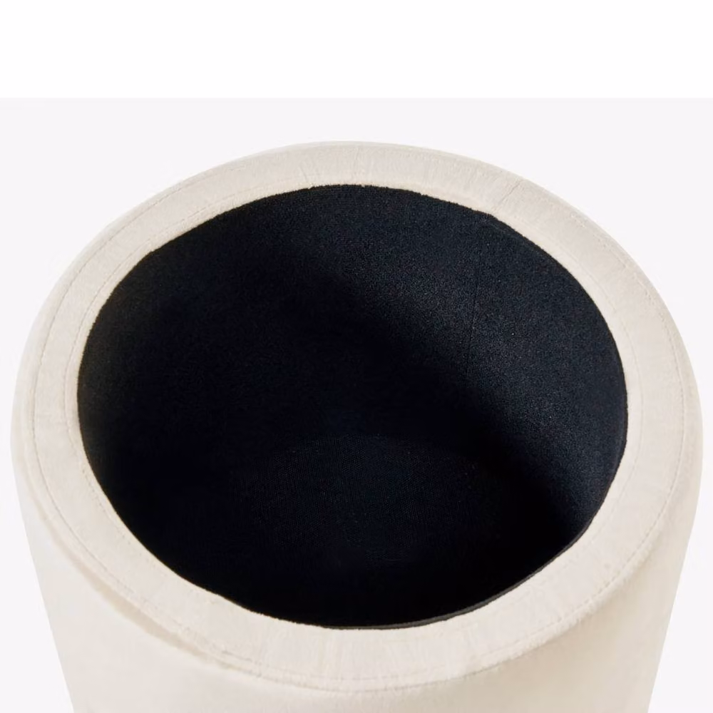 Wyld and Coco Light Beige Velvet Storage Pouffe with Removable Top – 3