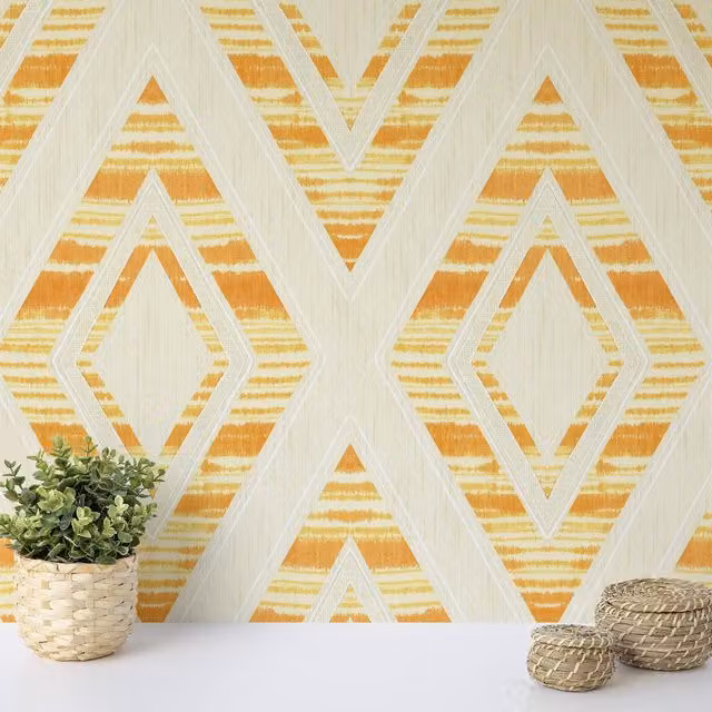 Wallquest Modern Geometric Abstract Wallpaper in Yellow, Green, Orange and Petrol