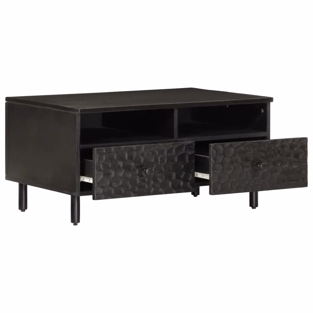 Berkfield Home Black Mango Wood Coffee Table W: 80 cm, D: 54 cm, H: 40 cm – 3