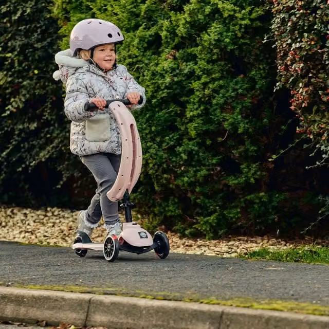 Ride-ezy Kick and Go Blossom Scooter with Push Handle in Pink