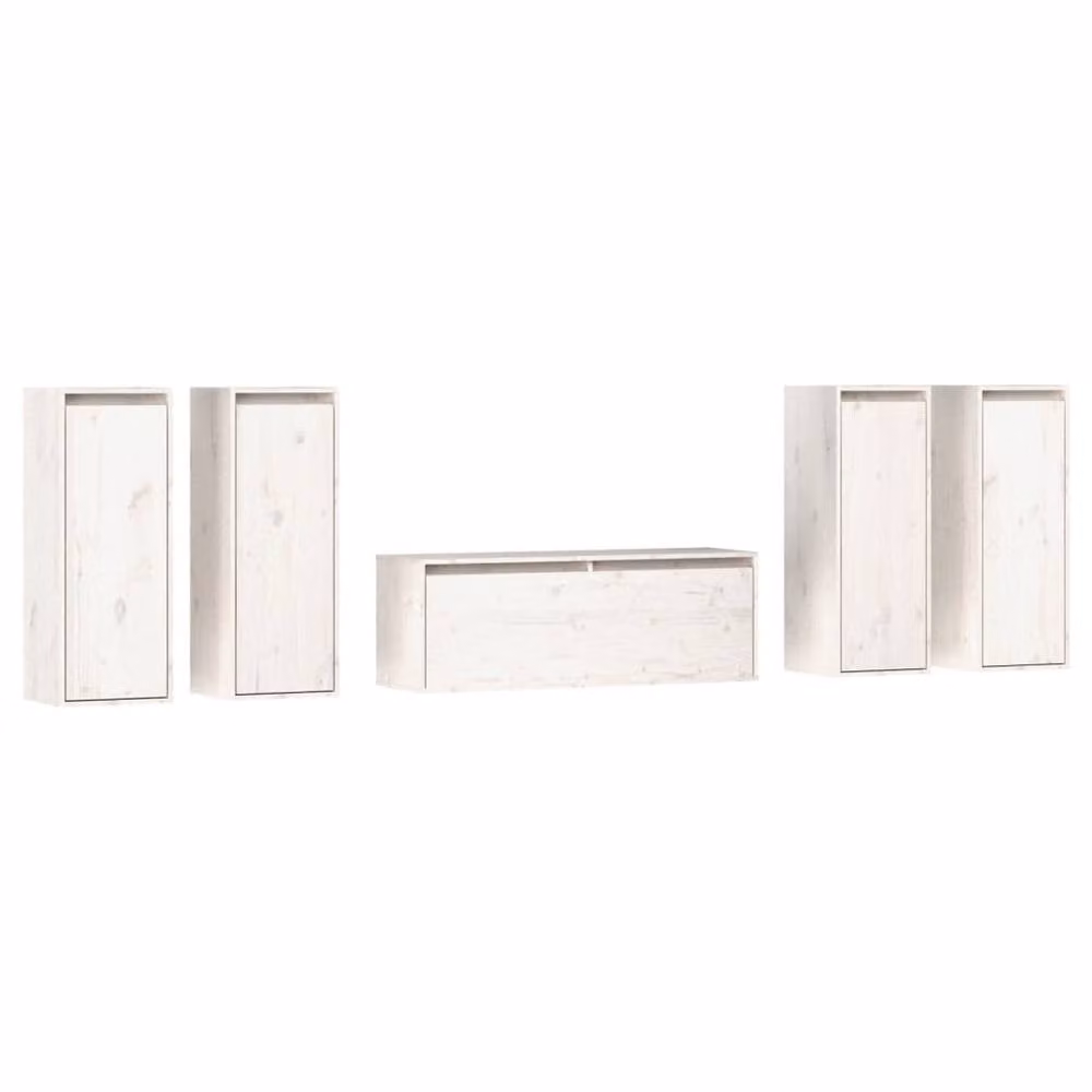 Berkfield Home White Solid Wood Pine TV Cabinet for your Living Room – 2
