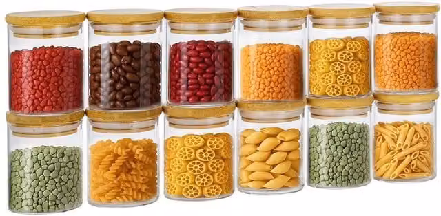 PAWNORA 12 Set of Clear Glass Jars with Screw Lids