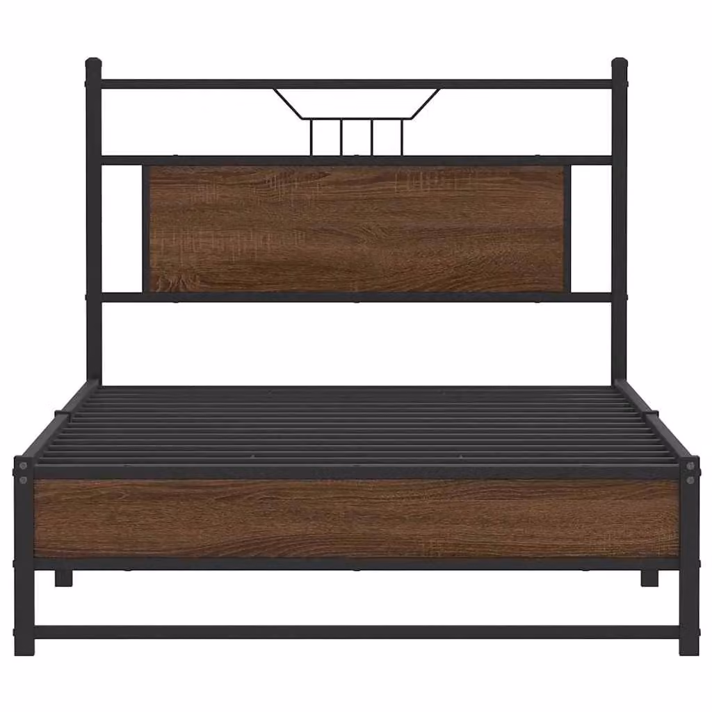 Berkfield Home Brown Oak Bed Frame in Engineered Wood, W: 107 cm x L: 203 cm – 4