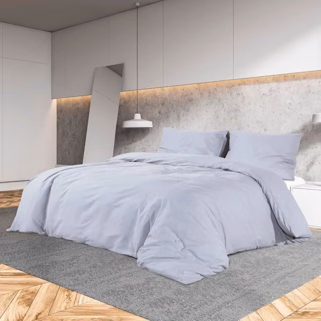 Berkfield Home Grey Cotton Duvet Cover and Pillowcase Set, W: 260 cm, D: 220 cm