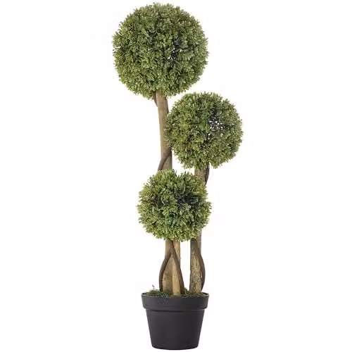 HOMCOM Decorative Artificial Boxwood Ball Topiary Tree in Pot, Green, Height: 90 cm – 1