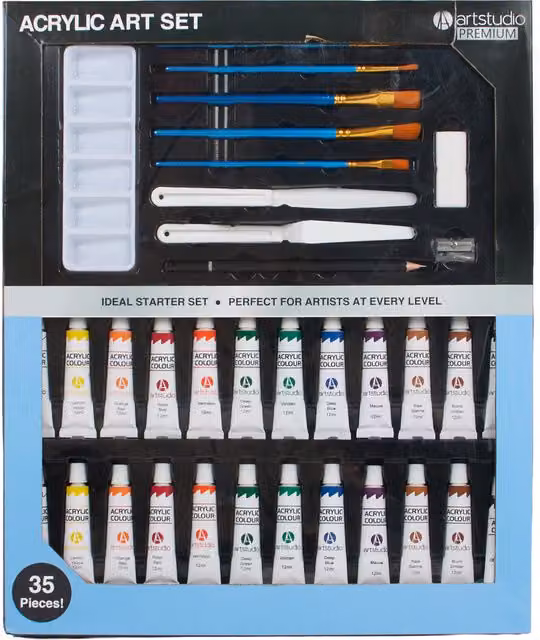 Art Studio Premium 35 Piece Multicolour Acrylic Art Set