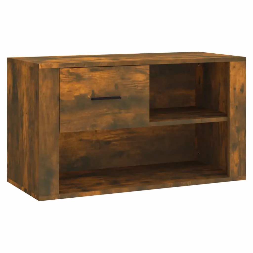Berkfield Home Smoked Oak Shoe Cabinet in Brown, W/D/H: 80 x 35 x 45 cm – 2