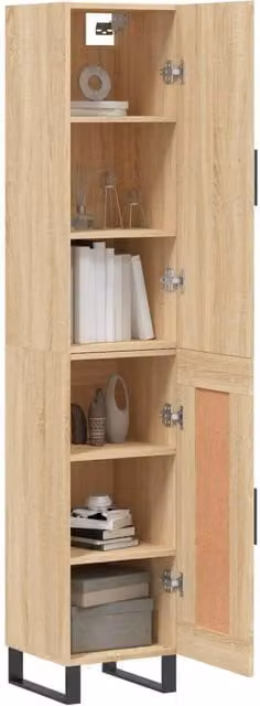 Berkfield Home Sonoma Oak Highboard in Beige, W/D/H: 34.5 x 34.0 x 180.0 cm