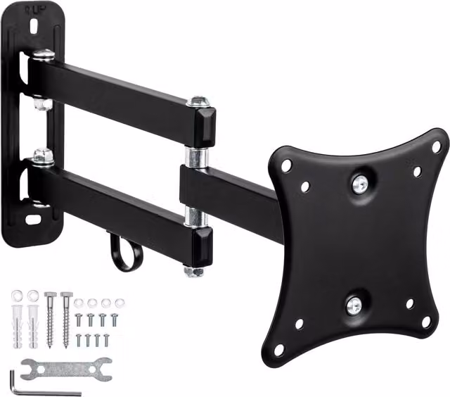 Tectake Extendable Tilt and Swivel TV Wall Mount for 10 to 24 Inch Screens, Black