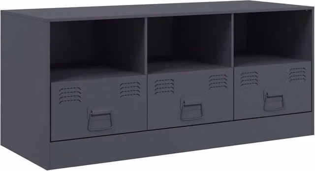 Berkfield Home Industrial Metal TV Cabinet in Anthracite Grey, W/D/H: 99 x 39 x 44 cm
