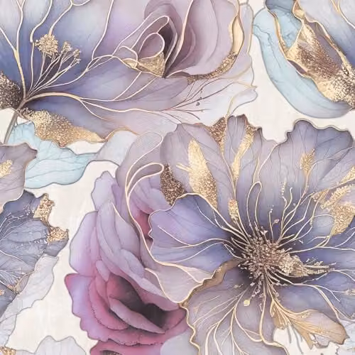 Muriva Renata Floral 3D Flower Blossom Print Vinyl Wallpaper in Cream and Gold – 1
