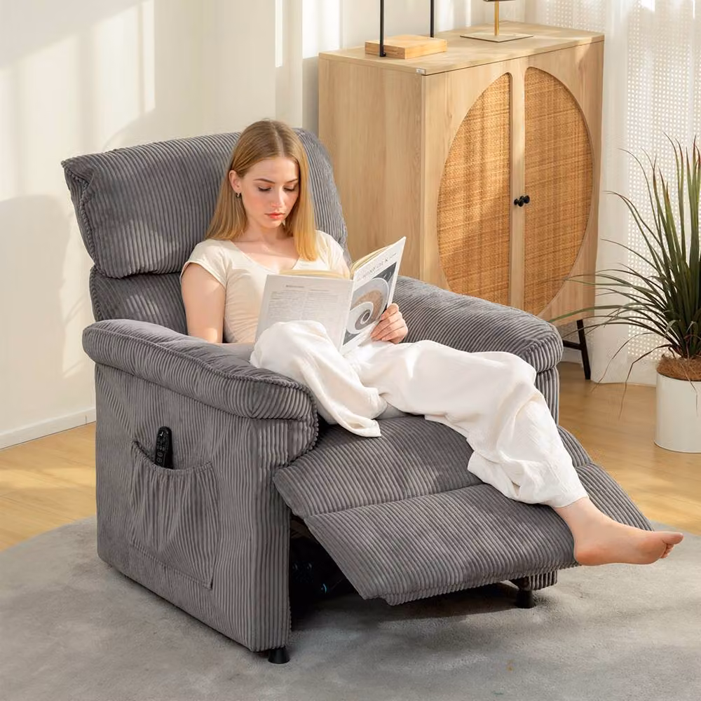 HOMCOM Grey Power Reclining Massage Armchair with Quiet Motor – 2
